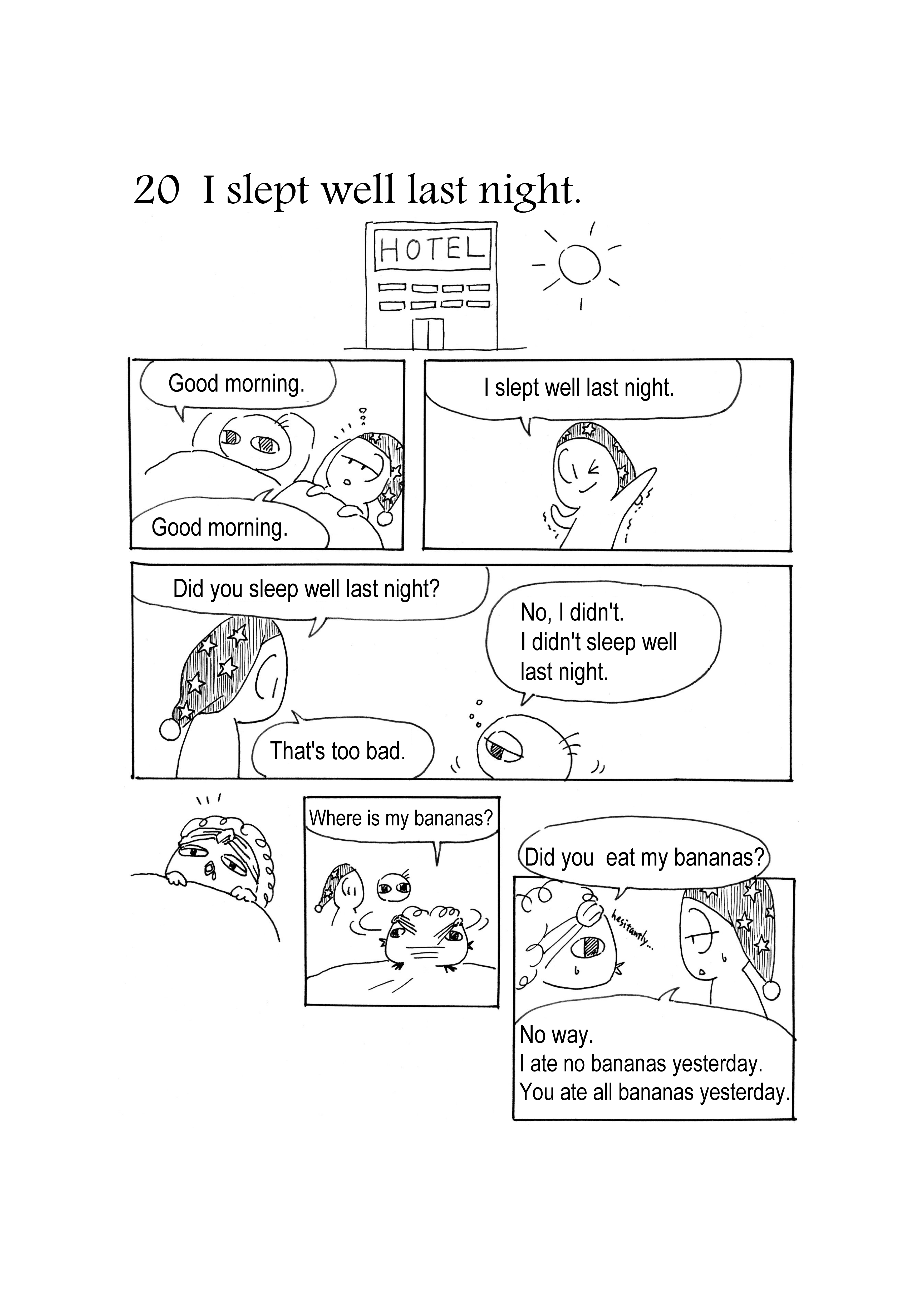 20, I slept well last night. ＜不規則動詞の過去形＞｜旅行は楽しい｜旅行は楽しい｜語学｜gakusyuu-net